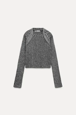 Outlet JERSEY CROP PUNTO CANALÉ Mujer Cárdigan / Jerséis|Punto