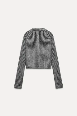 Outlet JERSEY CROP PUNTO CANALÉ Mujer Cárdigan / Jerséis|Punto