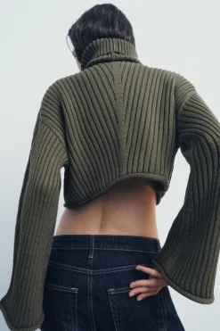 Discount JERSEY CROP PUNTO RIB Mujer Cárdigan / Jerséis|Punto