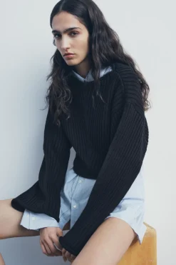 Online JERSEY CROP PUNTO RIB Mujer Cárdigan / Jerséis|Punto