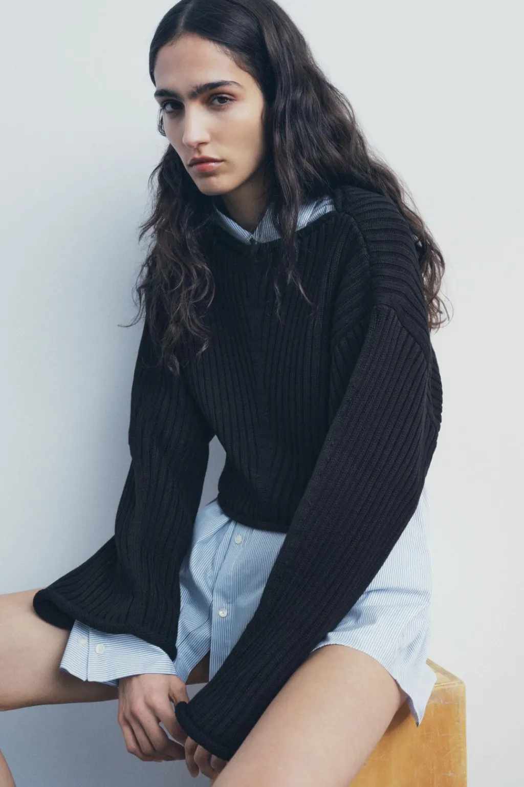 Online JERSEY CROP PUNTO RIB Mujer Cárdigan / Jerséis|Punto