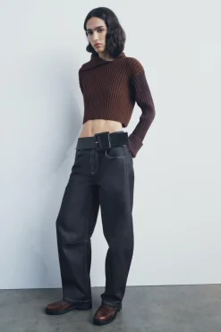 Clearance JERSEY CROP PUNTO RIB Mujer Cárdigan / Jerséis|Punto