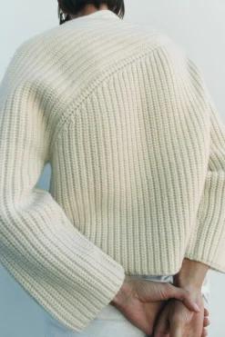 Fashion JERSEY CUELLO ASIMÉTRICO CON LANA Mujer Cárdigan / Jerséis|Punto