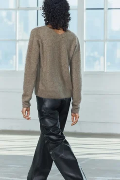 Fashion JERSEY CUELLO PICO CON LANA Y CASHMERE Mujer Cárdigan / Jerséis|Punto