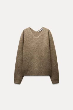 Fashion JERSEY CUELLO PICO CON LANA Y CASHMERE Mujer Cárdigan / Jerséis|Punto