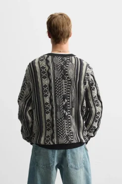 Outlet JERSEY JACQUARD ABSTRACTO Hombre Jerséis / Chaquetas