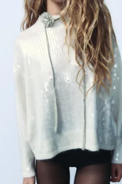 Sale JERSEY OVERSIZE LENTEJUELAS CON ALPACA Y LANA Mujer Cárdigan / Jerséis|Punto