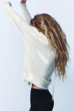 Sale JERSEY OVERSIZE LENTEJUELAS CON ALPACA Y LANA Mujer Cárdigan / Jerséis|Punto