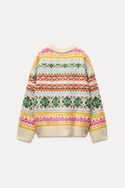 Best JERSEY OVERSIZE PUNTO JACQUARD Mujer Cárdigan / Jerséis|Punto