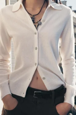 Fashion JERSEY POLO CON CASHMERE Y LANA Mujer Cárdigan / Jerséis|Punto