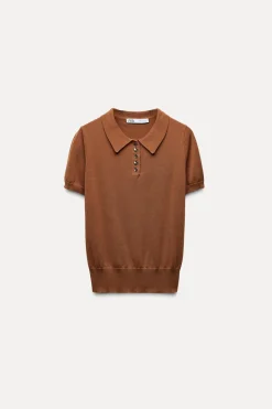 Outlet JERSEY POLO PUNTO LISO Mujer Cárdigan / Jerséis|Punto