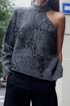 Clearance JERSEY PUNTO ABALORIOS CUT OUT Mujer Cárdigan / Jerséis|Punto