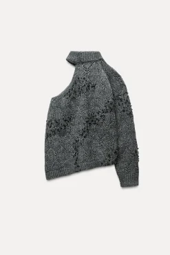 Clearance JERSEY PUNTO ABALORIOS CUT OUT Mujer Cárdigan / Jerséis|Punto