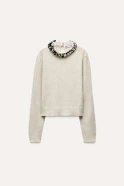 Sale JERSEY PUNTO ABALORIOS CUELLO Mujer Cárdigan / Jerséis|Punto