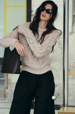 Fashion JERSEY PUNTO ABALORIOS JOYA Mujer Cárdigan / Jerséis|Punto