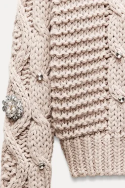 Fashion JERSEY PUNTO ABALORIOS JOYA Mujer Cárdigan / Jerséis|Punto