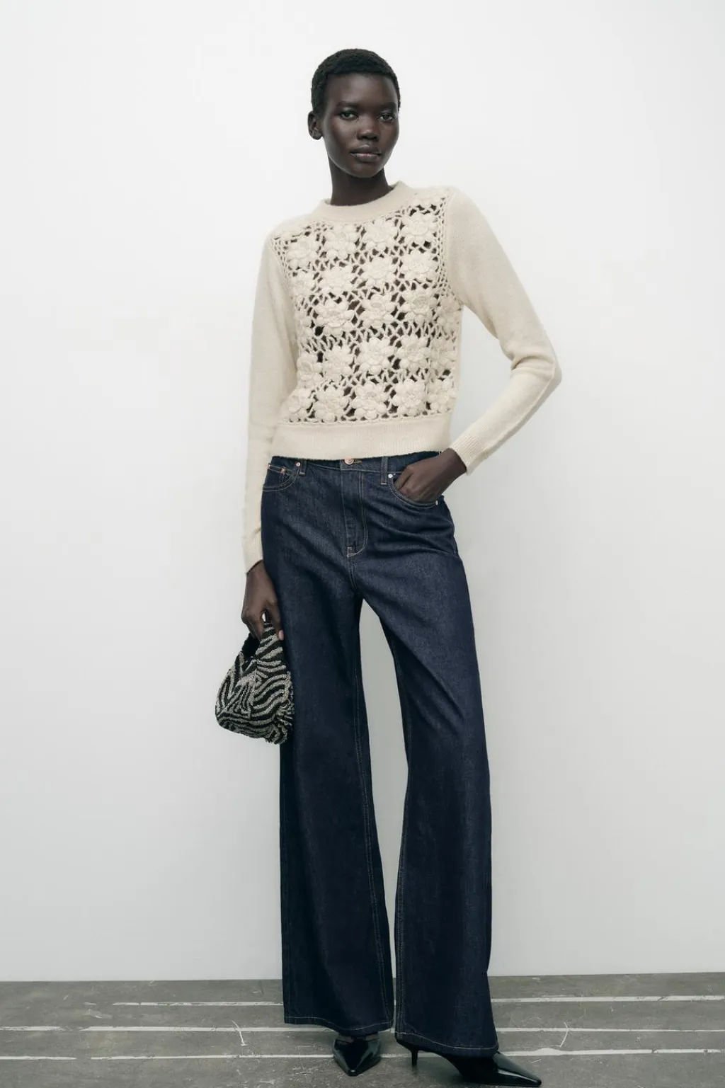 Hot JERSEY PUNTO COMBINADO CROCHET Mujer Cárdigan / Jerséis|Punto