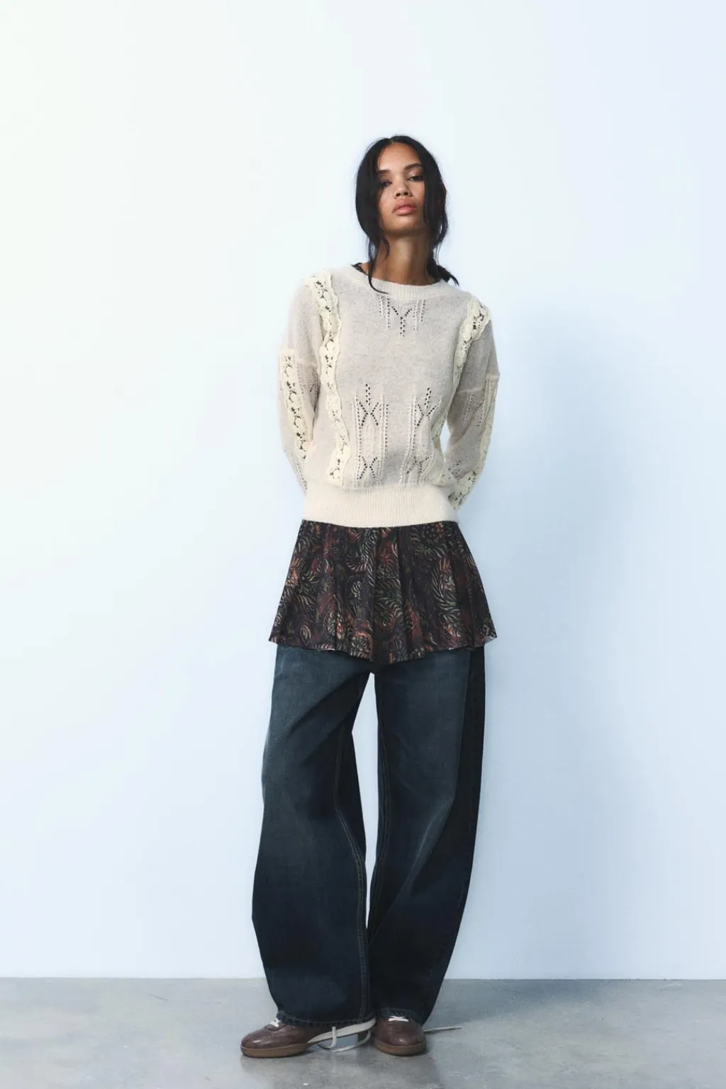 Hot JERSEY PUNTO COMBINADO ENCAJE Mujer Cárdigan / Jerséis|Punto