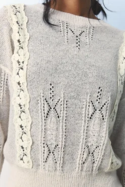 Hot JERSEY PUNTO COMBINADO ENCAJE Mujer Cárdigan / Jerséis|Punto