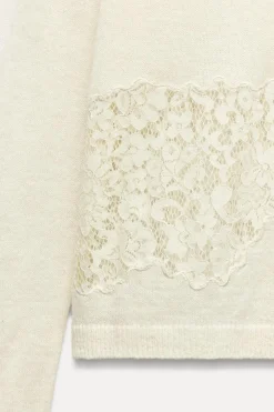 Best JERSEY PUNTO COMBINADO ENCAJE Mujer Cárdigan / Jerséis|Punto