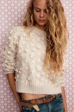 Online JERSEY PUNTO COMBINADO FLORES Mujer Cárdigan / Jerséis|Punto