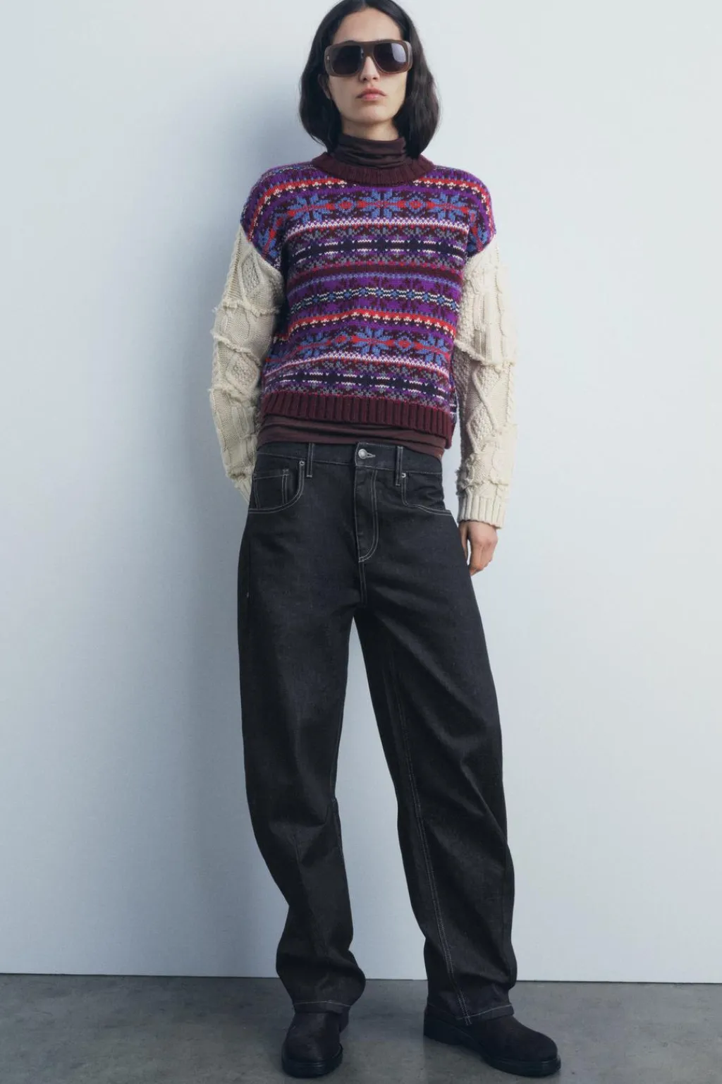 Discount JERSEY PUNTO COMBINADO JACQUARD Mujer Cárdigan / Jerséis|Punto