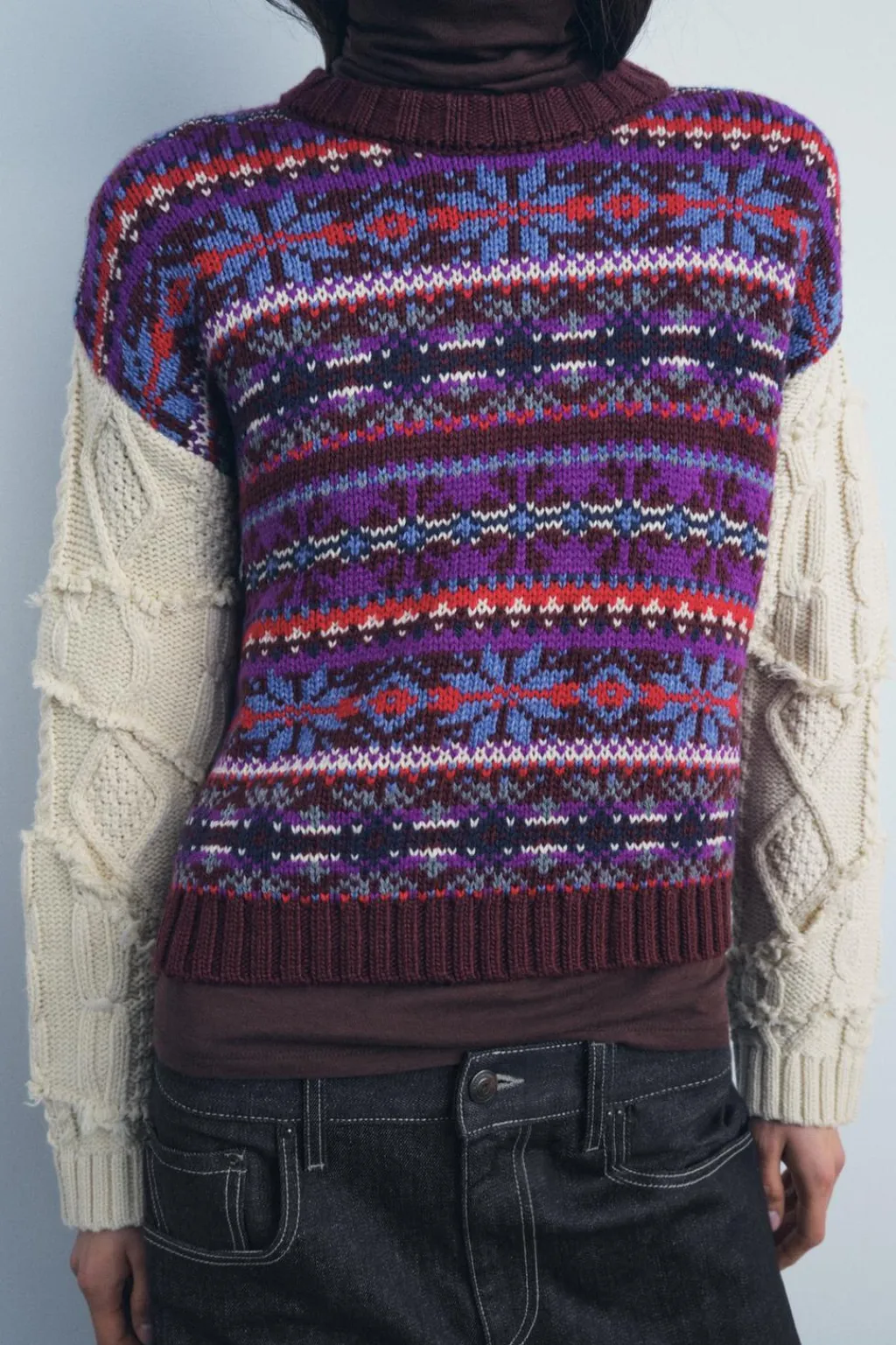 Discount JERSEY PUNTO COMBINADO JACQUARD Mujer Cárdigan / Jerséis|Punto