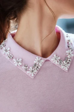 Online JERSEY PUNTO CUELLO PERLAS Mujer Cárdigan / Jerséis|Punto