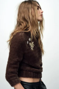 Outlet JERSEY PUNTO EFECTO PELO BROCHES Mujer Cárdigan / Jerséis|Punto