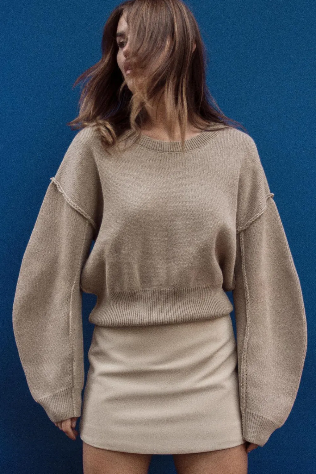 Outlet JERSEY PUNTO LISO MANGA VOLUMEN Mujer Cárdigan / Jerséis|Punto