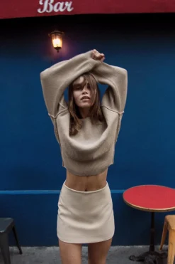 Outlet JERSEY PUNTO LISO MANGA VOLUMEN Mujer Cárdigan / Jerséis|Punto