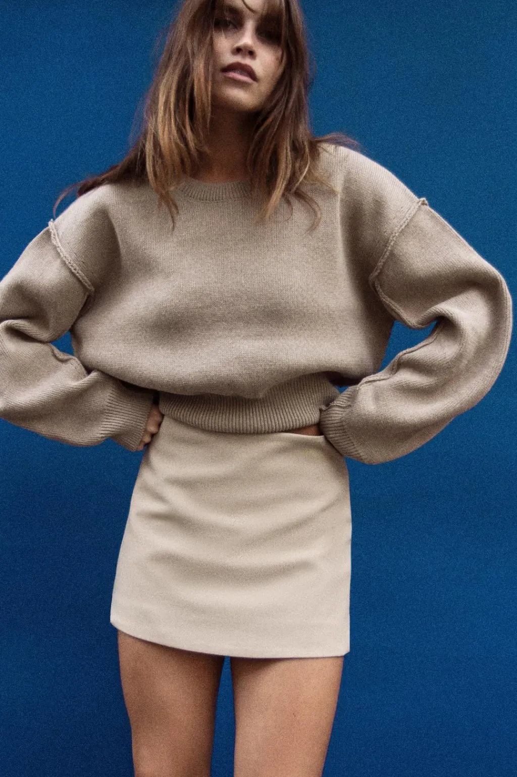 Outlet JERSEY PUNTO LISO MANGA VOLUMEN Mujer Cárdigan / Jerséis|Punto