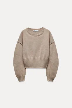 Outlet JERSEY PUNTO LISO MANGA VOLUMEN Mujer Cárdigan / Jerséis|Punto