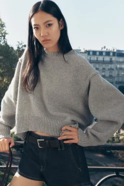 Outlet JERSEY PUNTO MANGA PLIEGUES Mujer Cárdigan / Jerséis|Punto