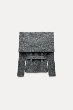 Online JERSEY PUNTO OFF SHOULDER CINTURÓN Mujer Cárdigan / Jerséis|Punto