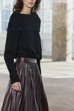 New JERSEY PUNTO OFF SHOULDER CON ALPACA Mujer Cárdigan / Jerséis|Punto