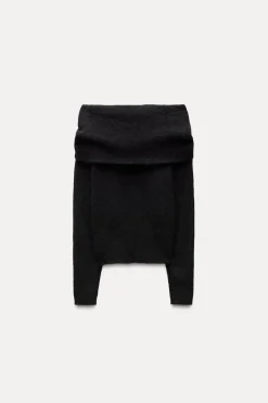 New JERSEY PUNTO OFF SHOULDER CON ALPACA Mujer Cárdigan / Jerséis|Punto