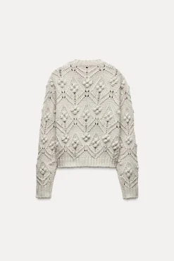 Hot JERSEY PUNTO TRENZADO POMPONES Mujer Cárdigan / Jerséis|Punto