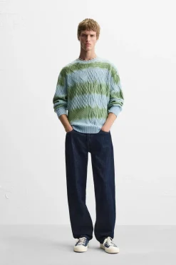 Fashion JERSEY TRENZAS ESTAMPADO SPRAY Hombre Jerséis / Chaquetas