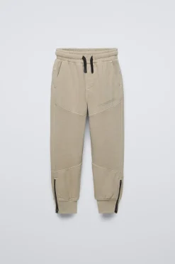 Niños ZARA 6 - 14 Años·Pantalones<JOGGER FELPA CREMALLERAS