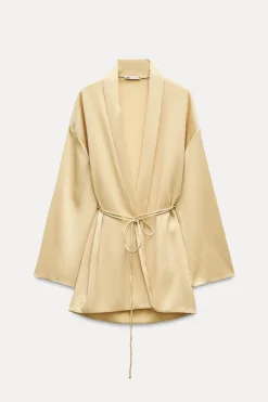 Discount KIMONO PLISADO CINTURÓN Mujer Chaquetas / Cazadoras