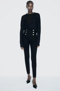 Sale LEGGINGS BOTONES DORADOS Mujer Pantalones