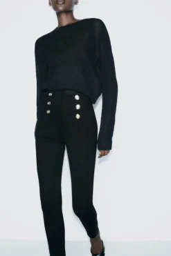 Sale LEGGINGS BOTONES DORADOS Mujer Pantalones