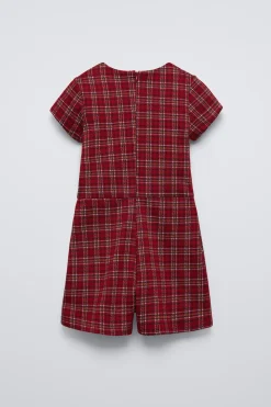 Niños ZARA 6 - 14 Años·Vestidos / Monos<MONO CORTO CUADROS