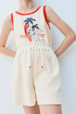 Niños ZARA 6 - 14 Años·Vestidos / Monos|6 - 14 Años·Faldas / Bermudas<MONO CORTO TOALLA STITCH © DISNEY