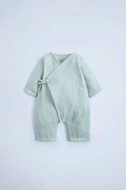 Niños ZARA 0 - 6 Meses·Básicos<MONO CRUZADO BAMBULA LISO