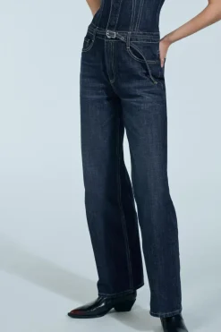 Outlet MONO LARGO DENIM TRF CINTURÓN Mujer Vestidos