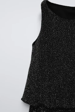 Niños ZARA 6 - 14 Años·Vestidos / Monos<MONO LARGO VOLANTE BRILLOS