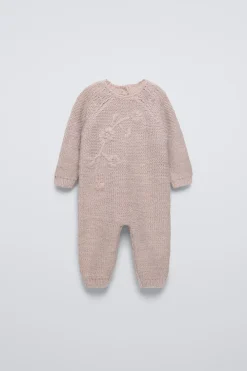 Niños ZARA 6 - 18 Meses·Punto|6 - 18 Meses·Vestidos / Monos<MONO PUNTO FLORES BORDADAS