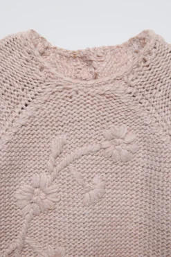 Niños ZARA 6 - 18 Meses·Punto|6 - 18 Meses·Vestidos / Monos<MONO PUNTO FLORES BORDADAS